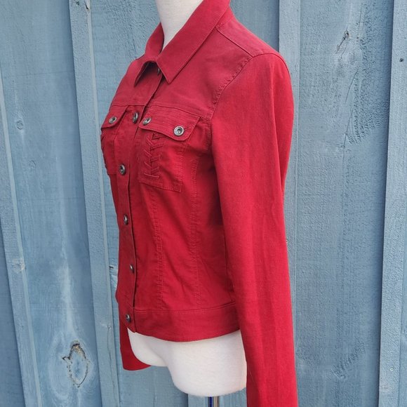 Mexx Ladies Red Cotton Polyester Jacket Size GB 12/CD 8/38/FR40 - Picture 6 of 6